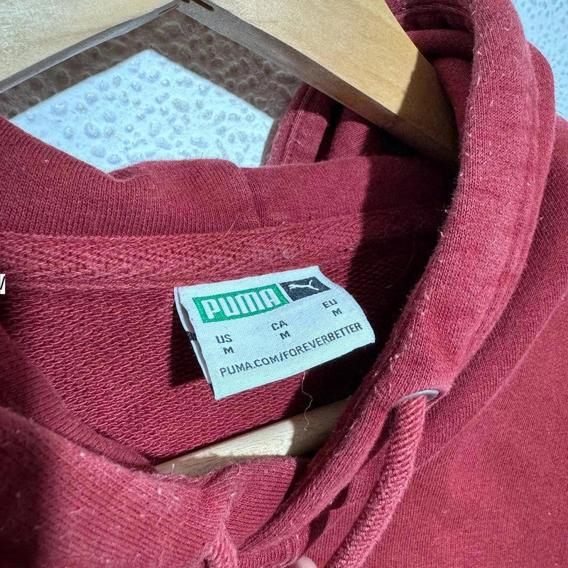 Burgundy Red Puma Hoodie Plain - Medium
