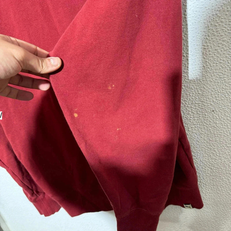 Burgundy Red Puma Hoodie Plain - Medium
