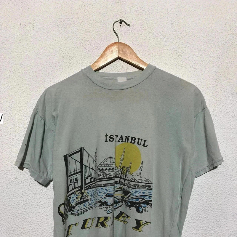 Vintage 80s Mint Green Istanbul Turkey Tourist T Shirt - XS