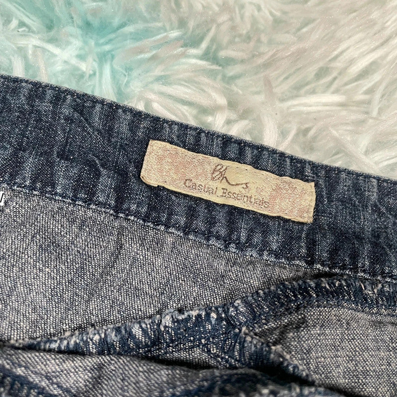 Vintage 00s Pleated Denim Skirt - Size 14