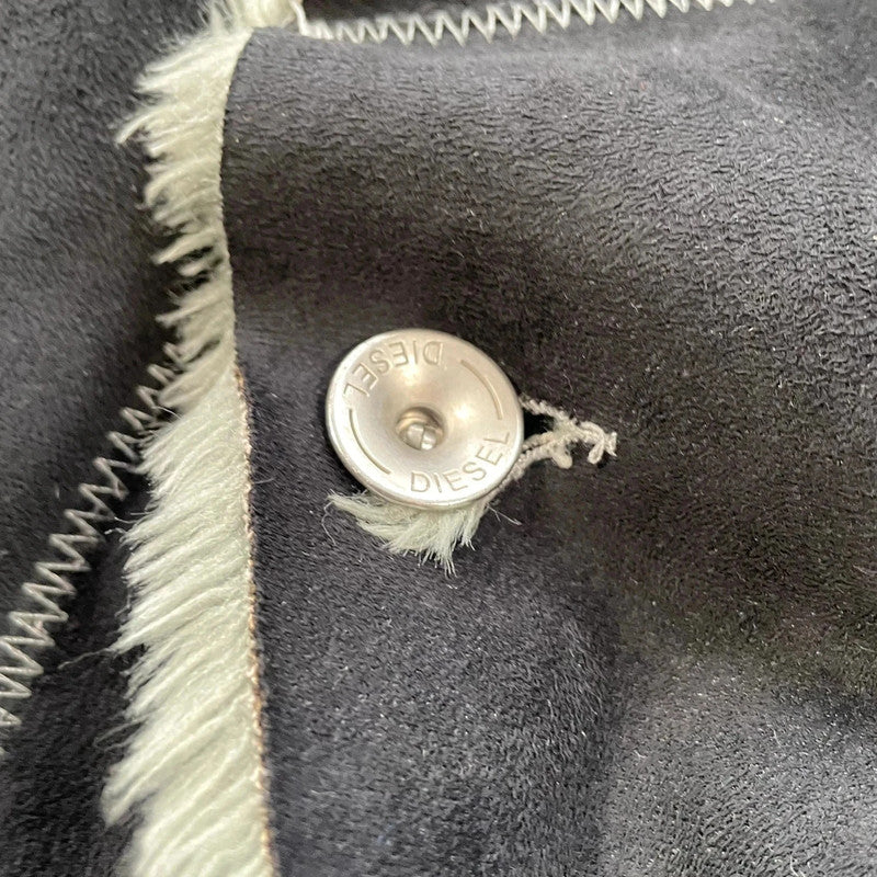 Vintage Black Diesel Faux Suede Fur Jacket - Large