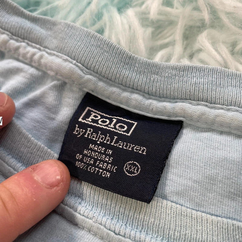 Vintage Light Blue Polo Ralph Lauren T Shirt - XXL