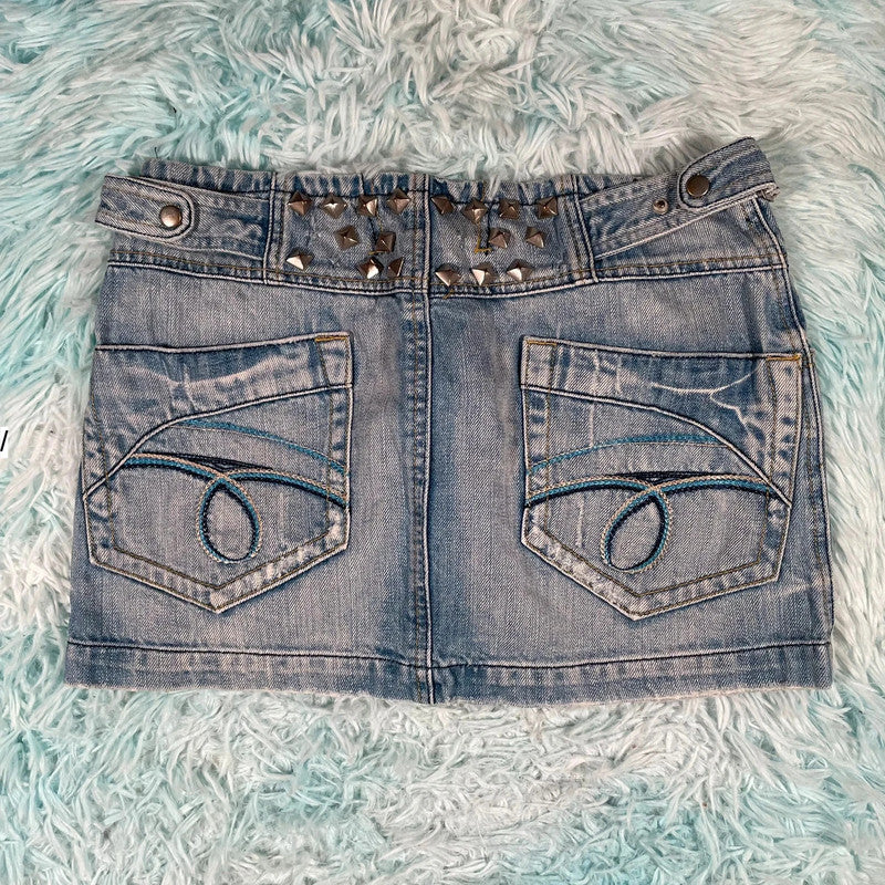 Vintage 00s Denim Mini Skirt - Medium