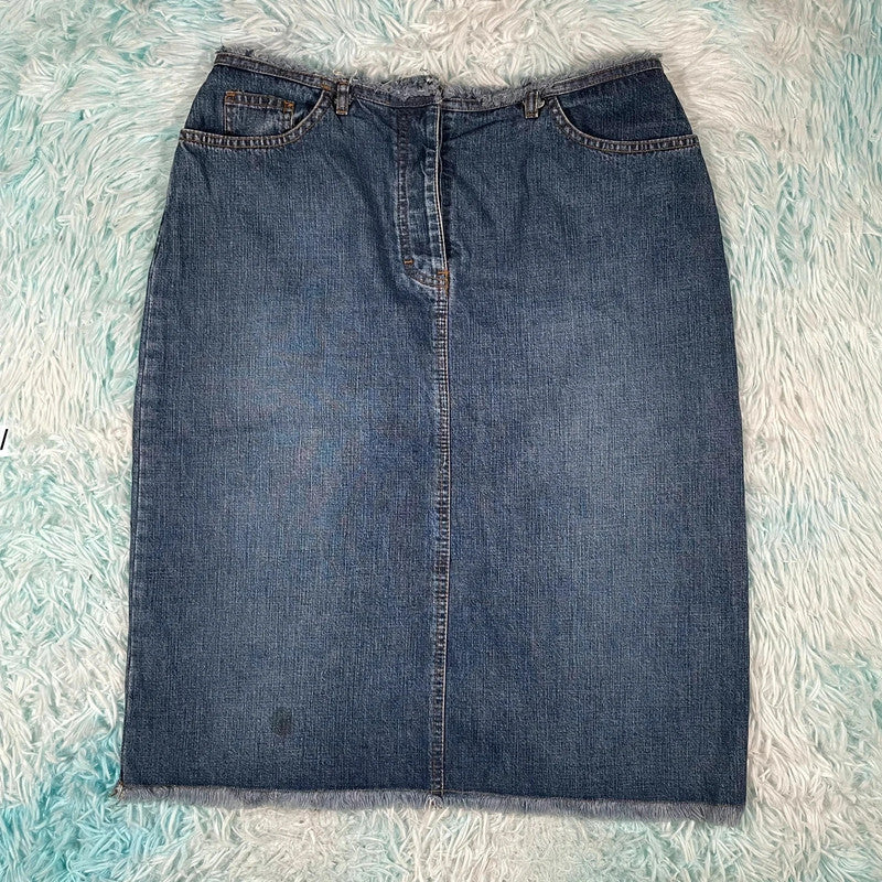 Vintage 00s Denim Skirt Pencil - Size 14