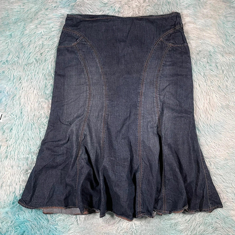 Vintage Flared Denim Skirt - Size 14