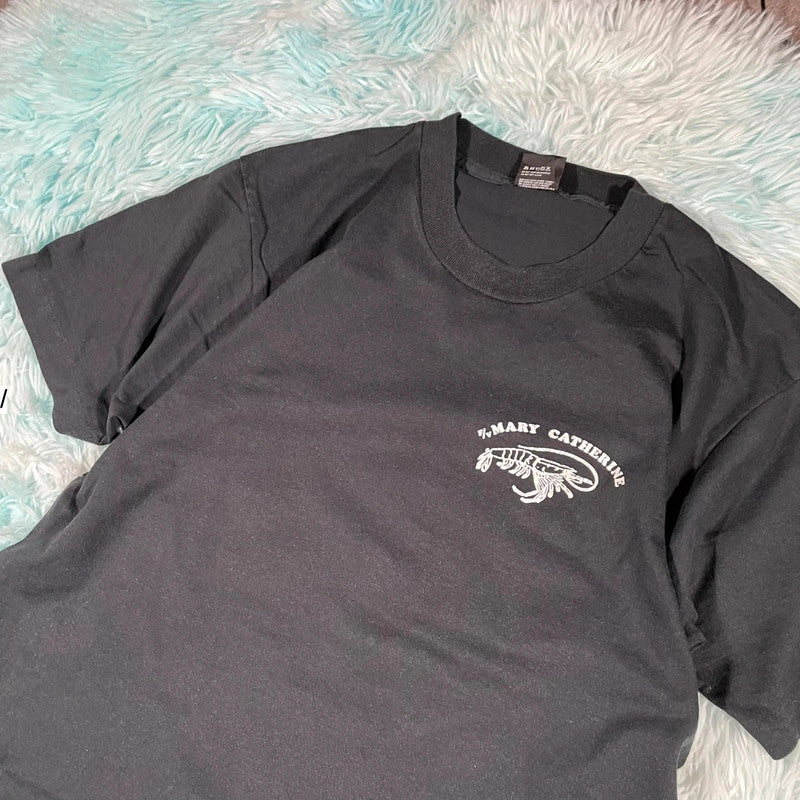 Vintage 90s Black Atlantic Beach Graphic Sailing T Shirt - Large