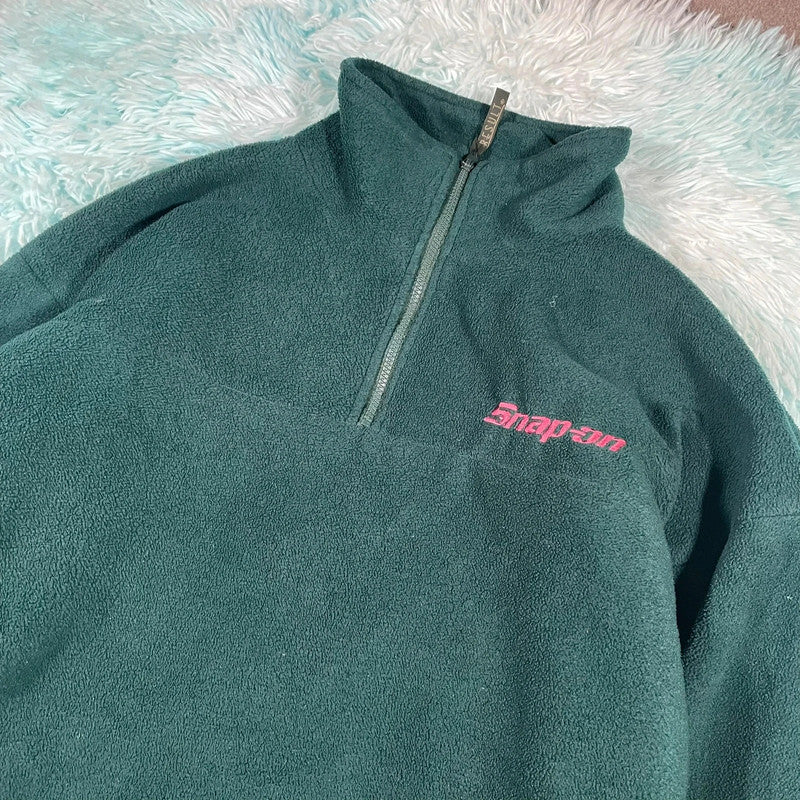 Vintage 90s Green Snap-On Fleece 1/4 Zip - Large