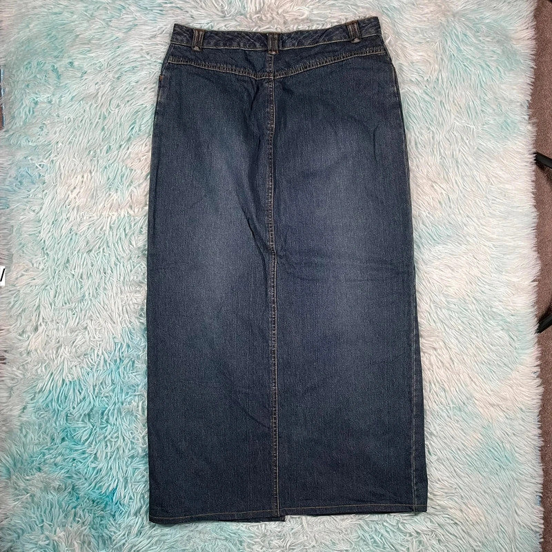 Vintage 90s Long Denim Skirt Pencil - Size 8
