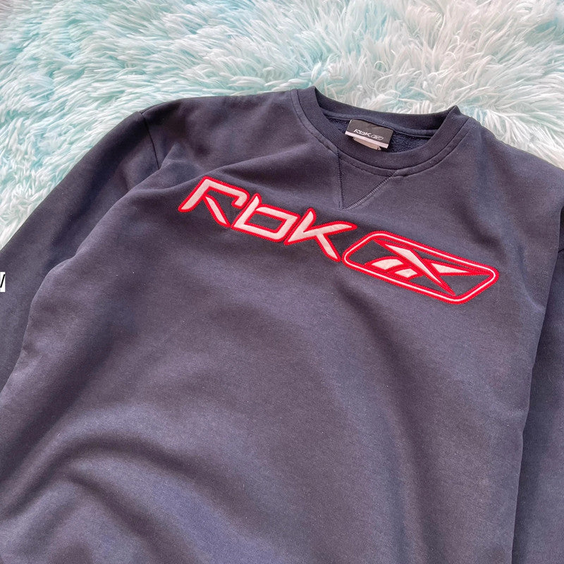 Vintage Navy Reebok Sweatshirt Spellout - XS