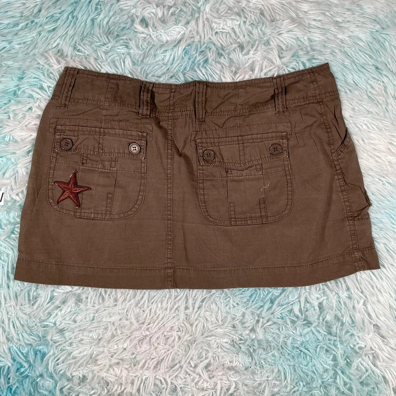 Vintage 00s Y2K Brown Mini Skirt Cargo - Size 10
