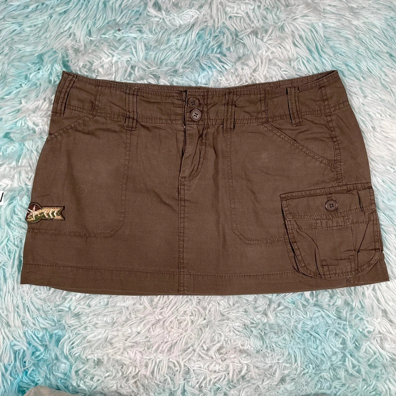 Vintage 00s Y2K Brown Mini Skirt Cargo - Size 10