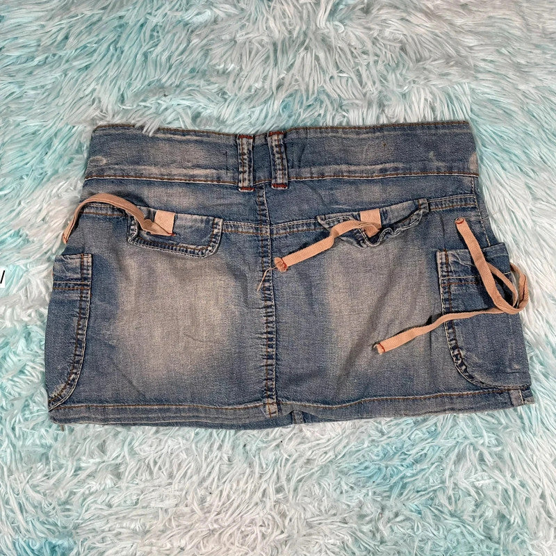 Vintage Y2K Denim Mini Skirt - Size 8
