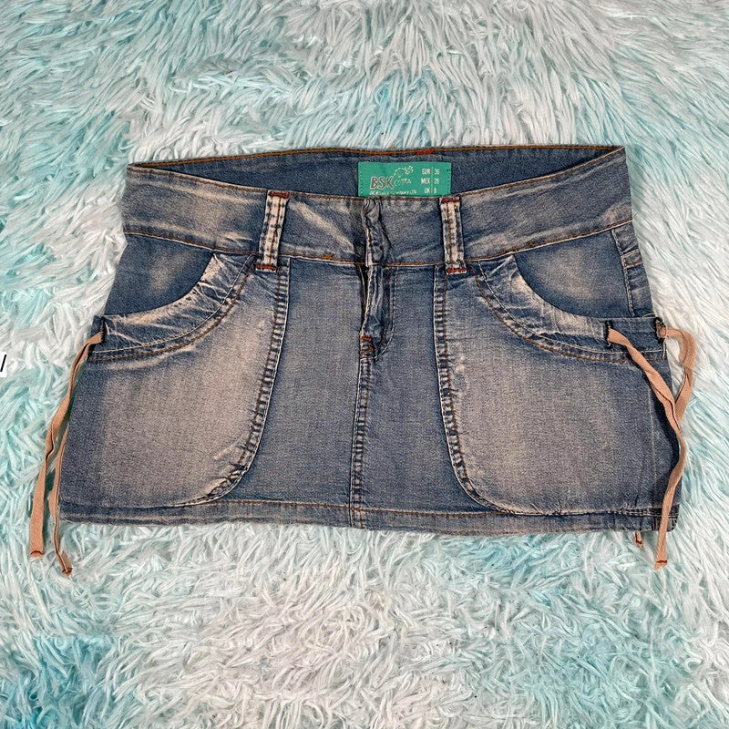 Vintage Y2K Denim Mini Skirt - Size 8