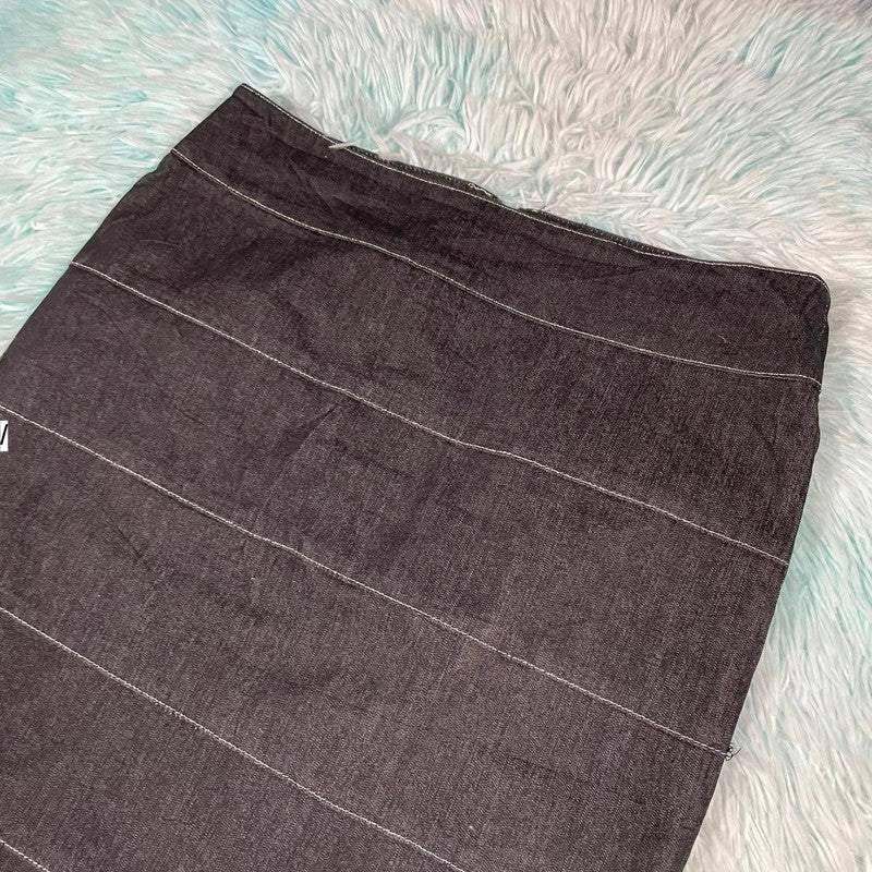 Vintage Black Pinstriped Midi Skirt - Size 12