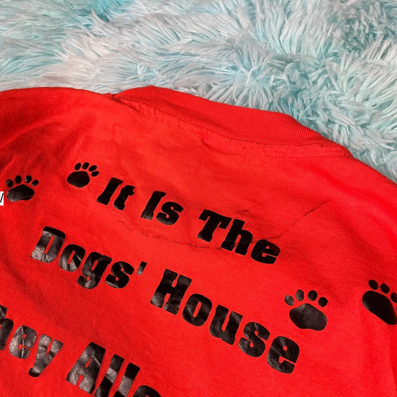 Vintage 90s Orange Dog Graphic T Shirt - Large