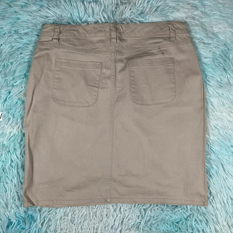 Vintage 00s Beige Midi Pencil Skirt - Size 6