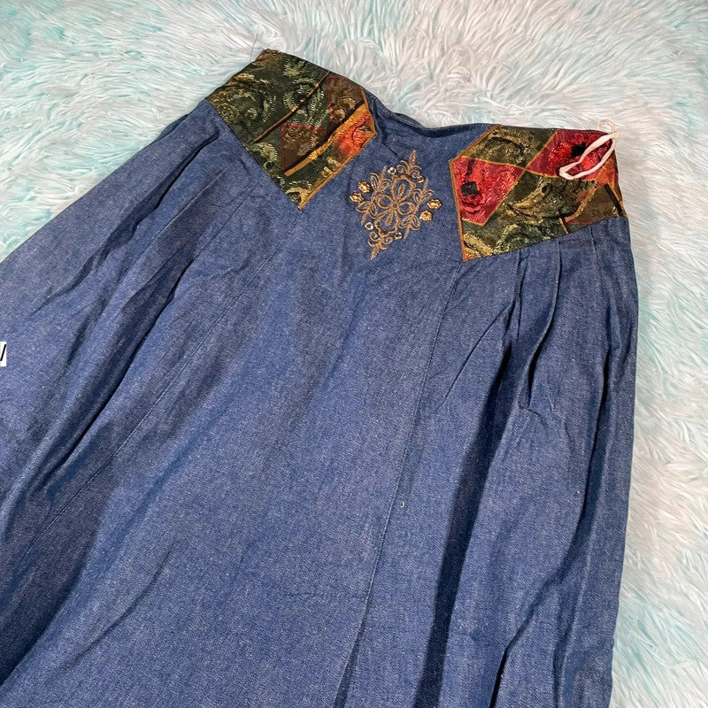 Vintage 80s Denim Maxi Skirt - Size 12