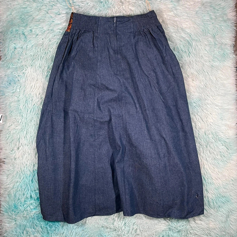Vintage 80s Denim Maxi Skirt - Size 12