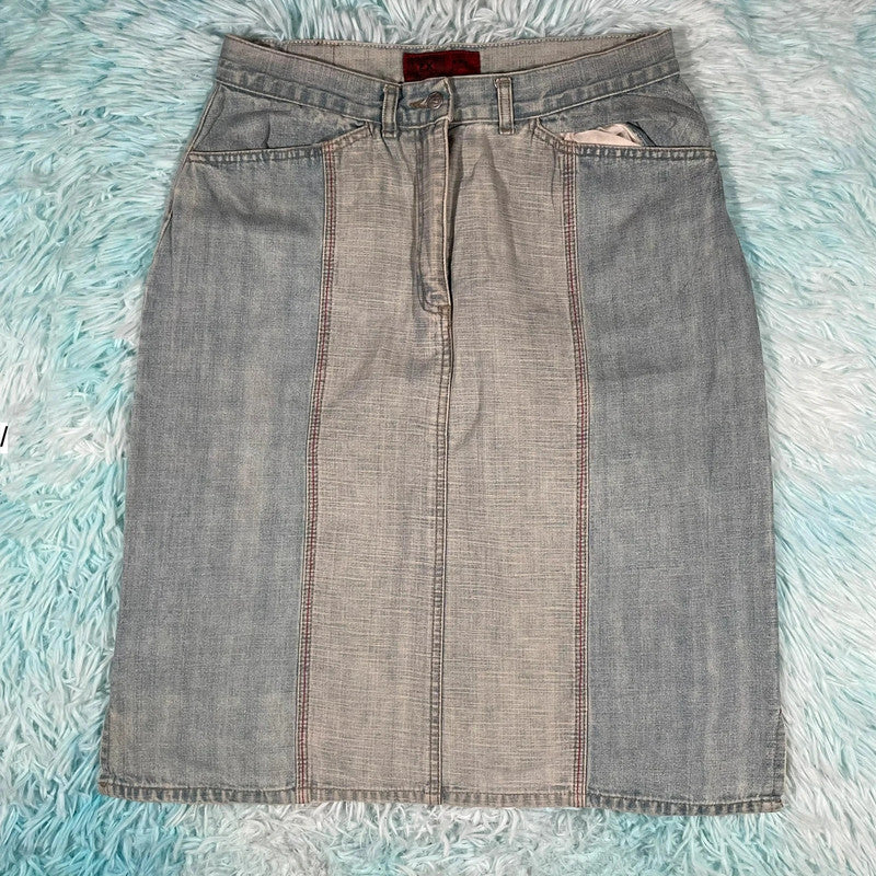 Vintage 90s Denim Skirt Midi Pencil - XXL