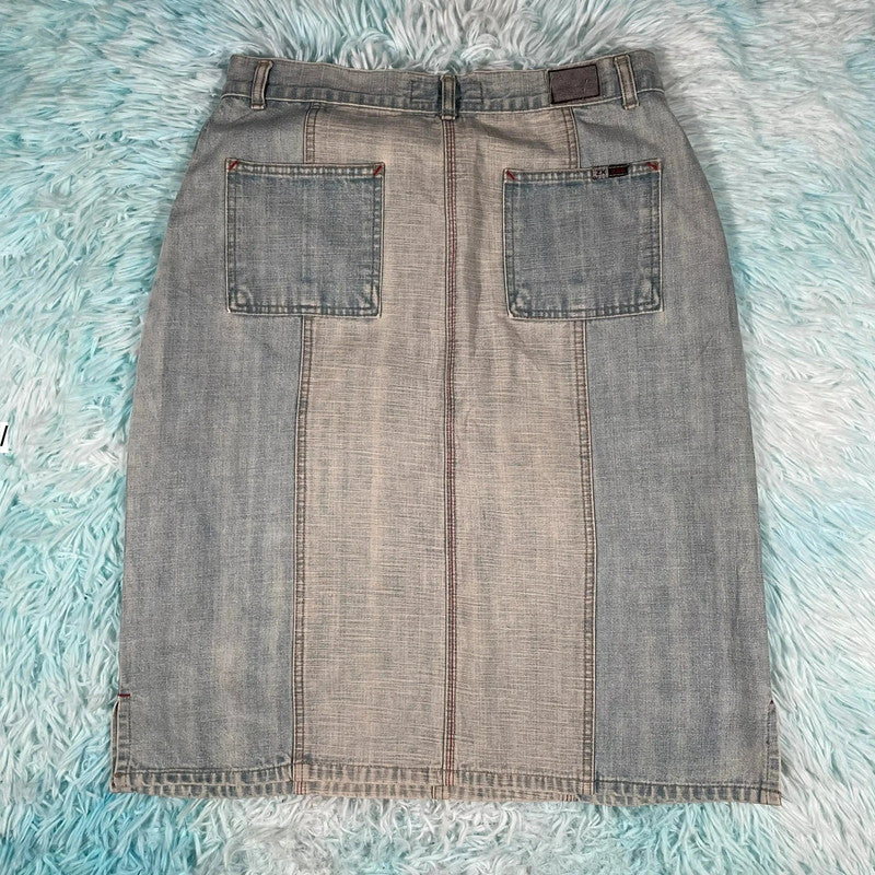 Vintage 90s Denim Skirt Midi Pencil - XXL