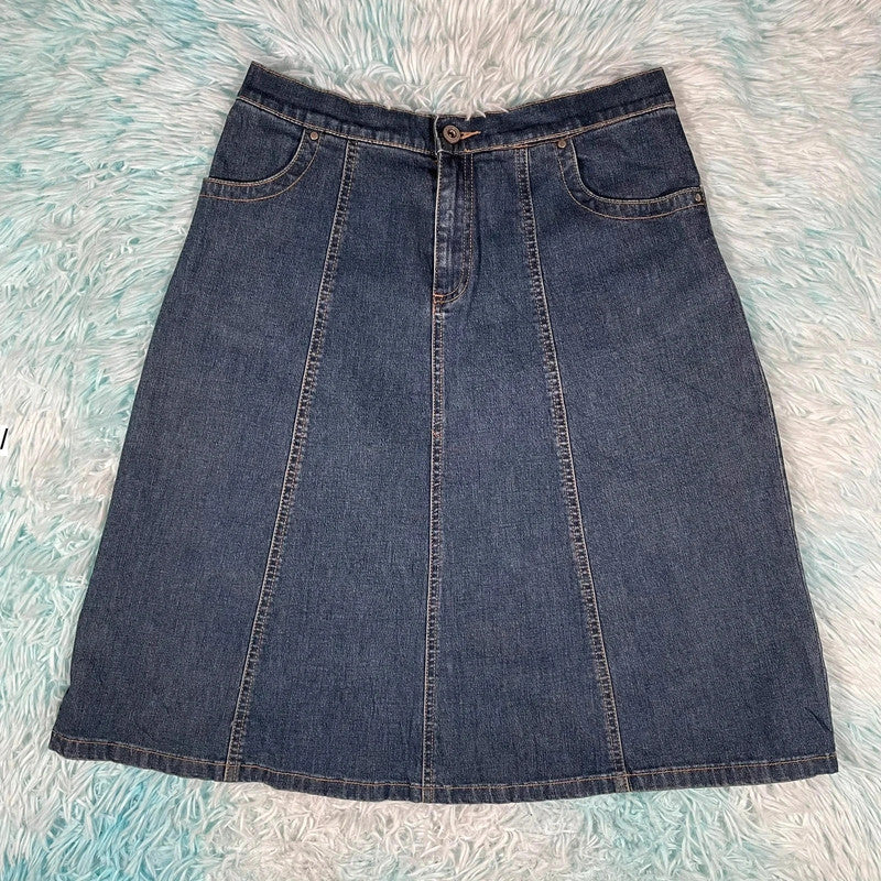 Vintage 00s Denim A Line Skirt - Size 4