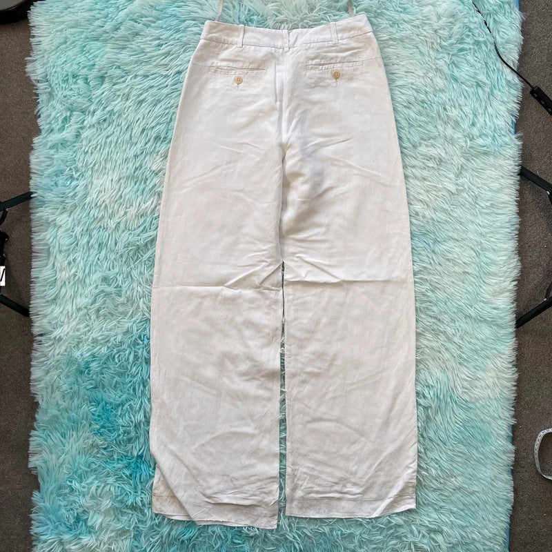 Vintage 00s White Coast Linen Trousers - Size 10