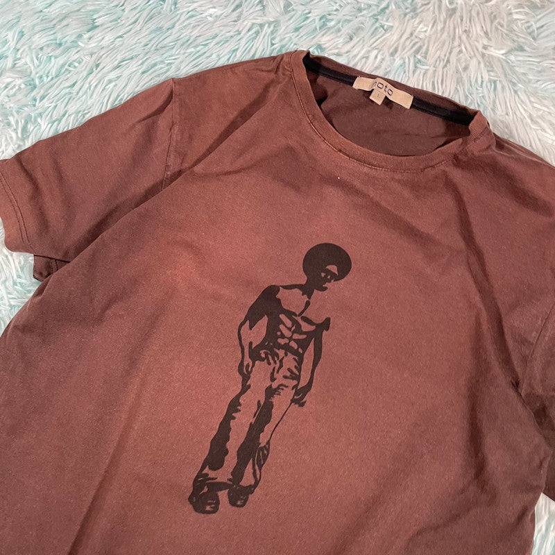 Vintage 00s Brown Moto Disco Graphic T Shirt - Large