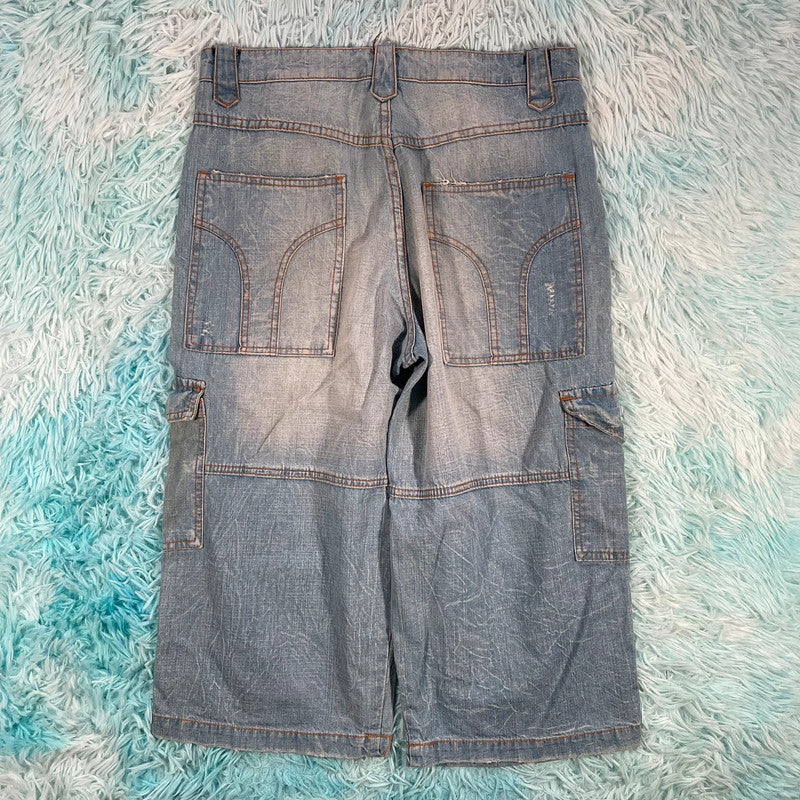 Vintage 00s Blue Cargo Jean Shorts Jorts - 30W
