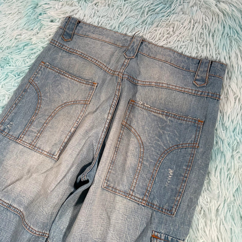 Vintage 00s Blue Cargo Jean Shorts Jorts - 30W
