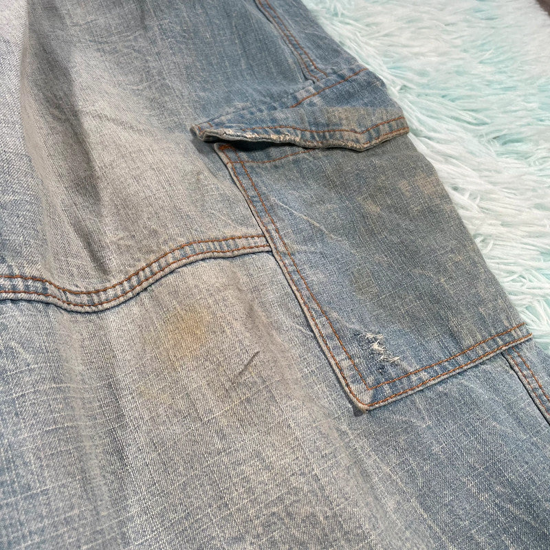 Vintage 00s Blue Cargo Jean Shorts Jorts - 30W