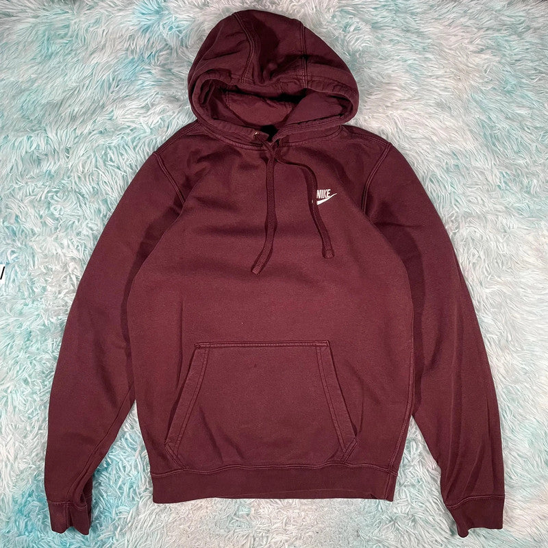 Maroon Nike Hoodie Jumper Plain - Small