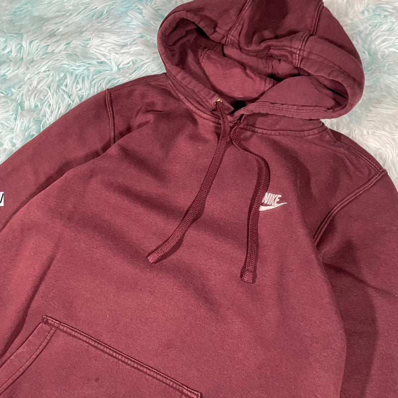 Maroon Nike Hoodie Jumper Plain - Small