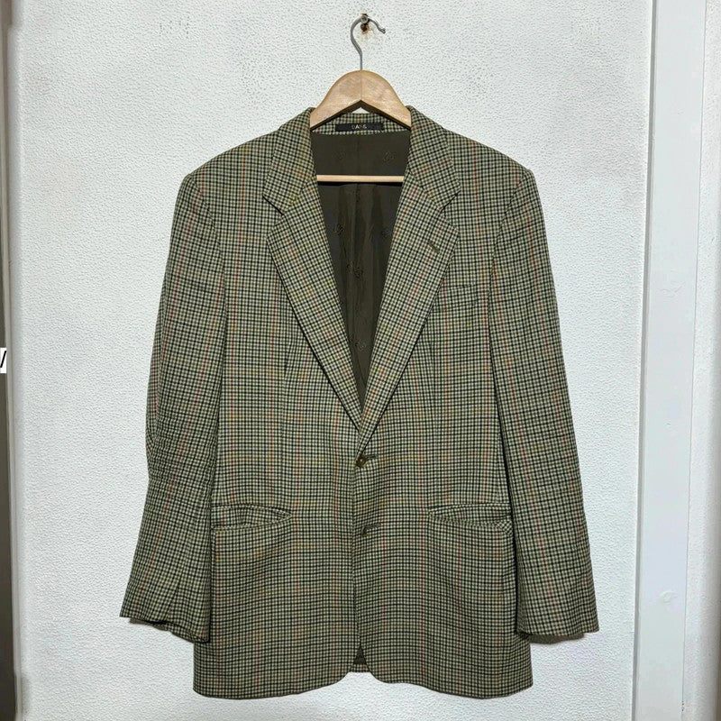 Vintage 80s Brown Chequered Blazer - Large
