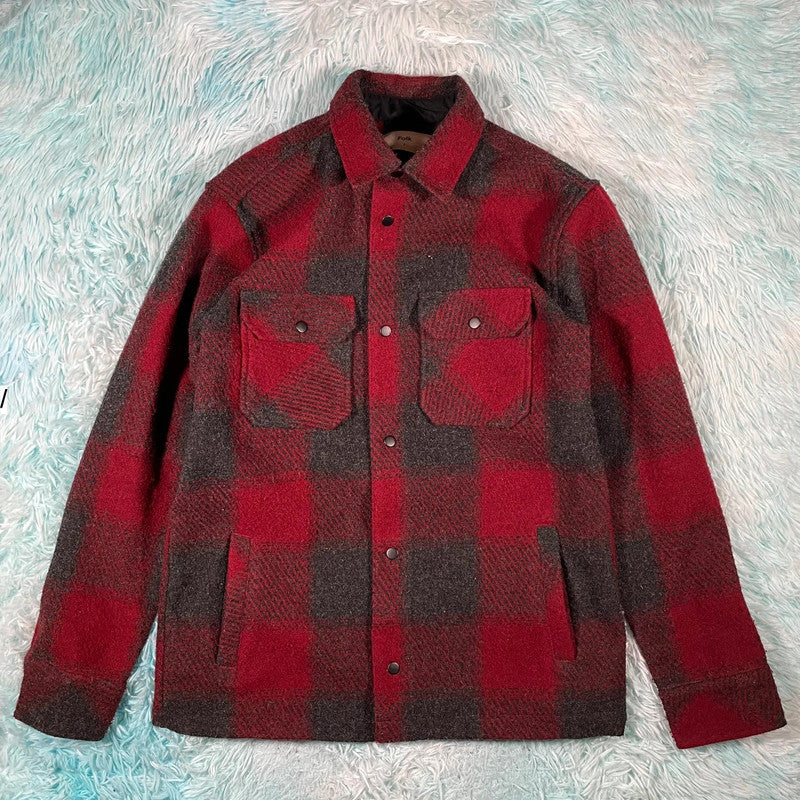 Red & Grey Chequered Folk Shacket - Medium
