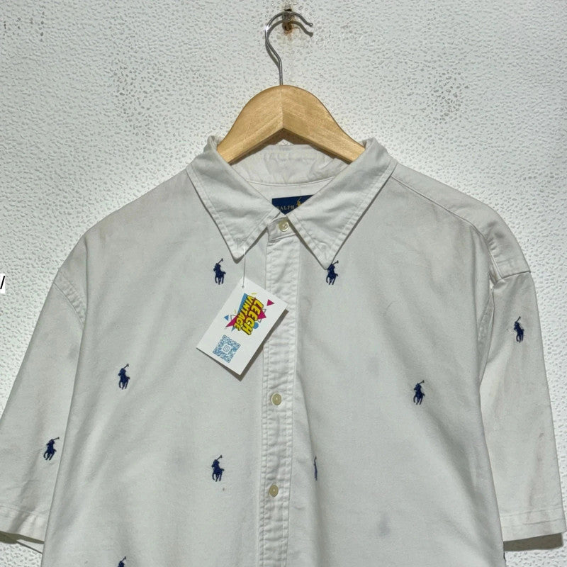 White Polo Ralph Lauren Shirt All Over Pony - Large