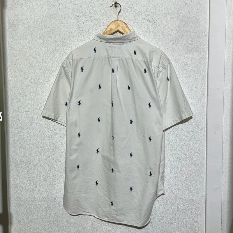 White Polo Ralph Lauren Shirt All Over Pony - Large