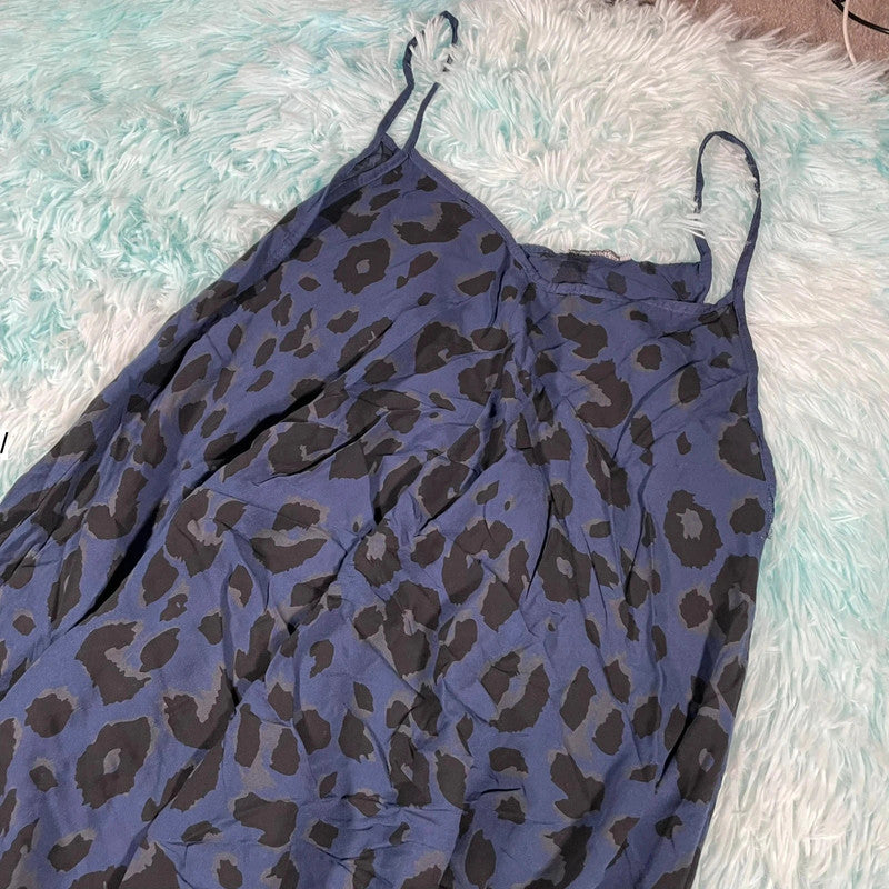 Vintage Y2K Navy Leopard Print Dress Made in Italy
