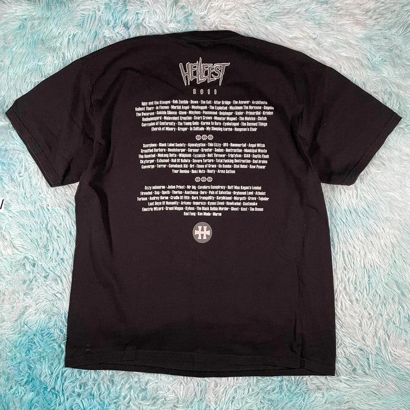 Vintage Black 2011 Hellfest Festival Graphic T Shirt - XL