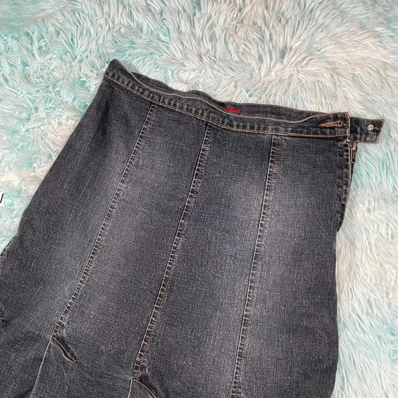Vintage 00s Denim River Island Skirt Pleated - Size 12