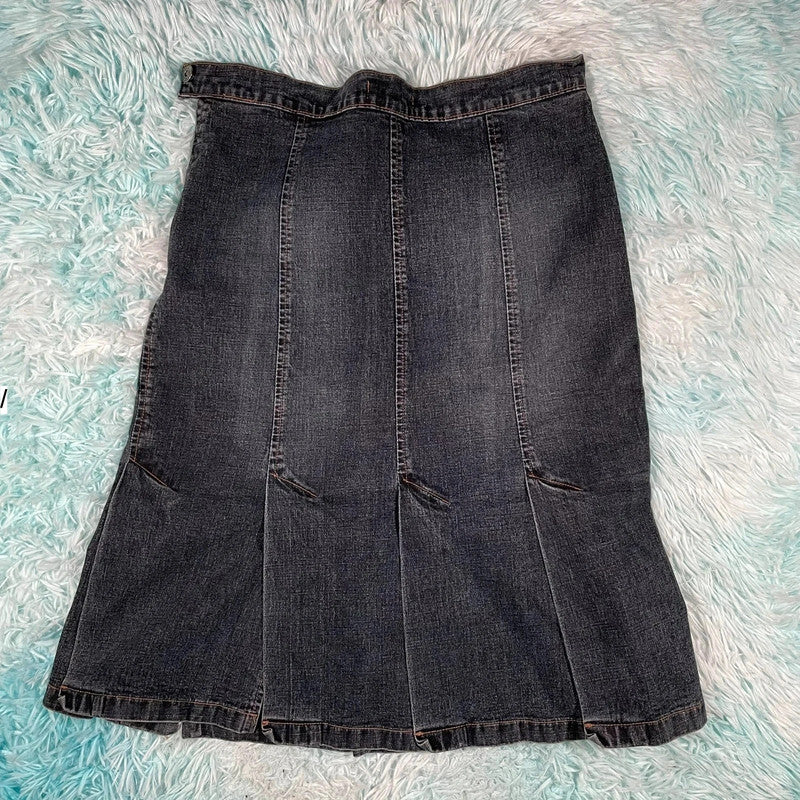 Vintage 00s Denim River Island Skirt Pleated - Size 12