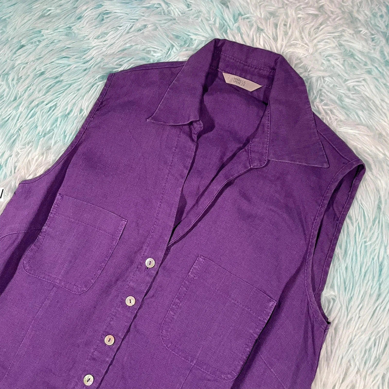 Vintage 00s Purple Vest Top M&S - Size 12