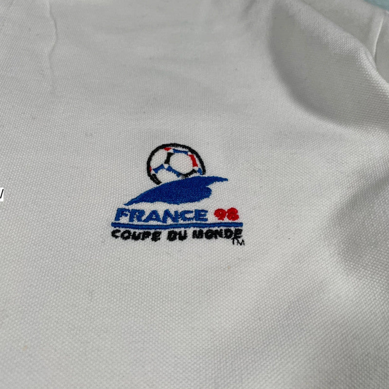 Vintage 90s White France 98 World Cup Polo Shirt - Medium
