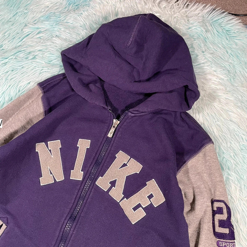Vintage Purple & Grey Nike Hoodie - Medium