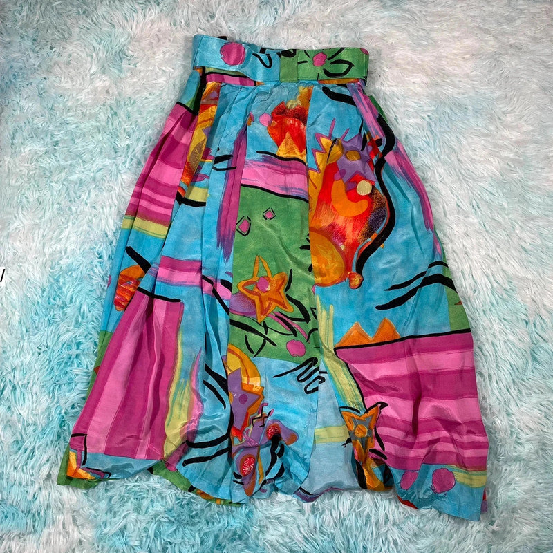 Vintage 90s Funky Skirt Pleated Jacques Vert - Size 10