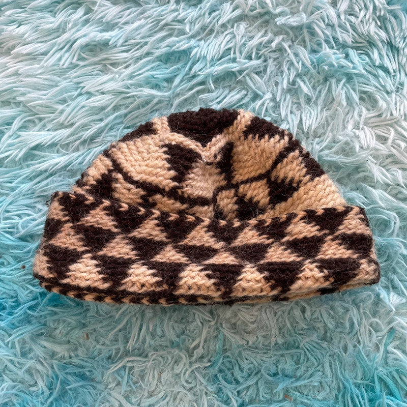 Vintage Beige Wool Skull Cap