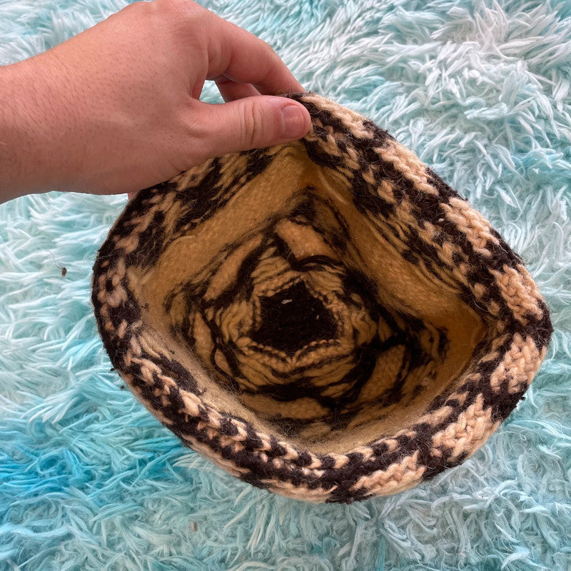 Vintage Beige Wool Skull Cap
