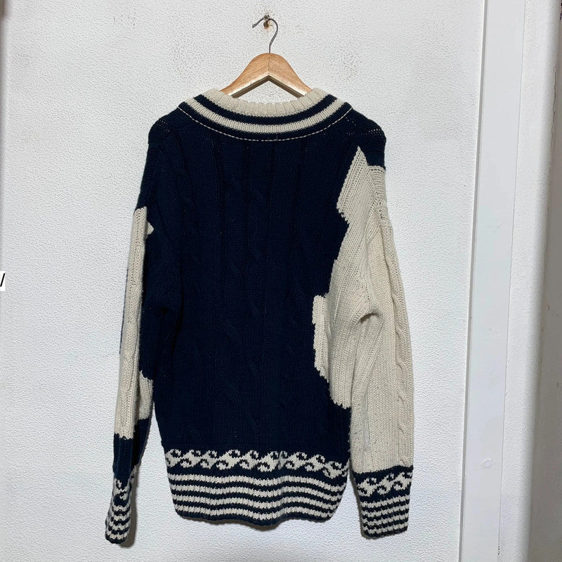 Navy & Cream Gant Heavyweight Knitted Jumper - Medium