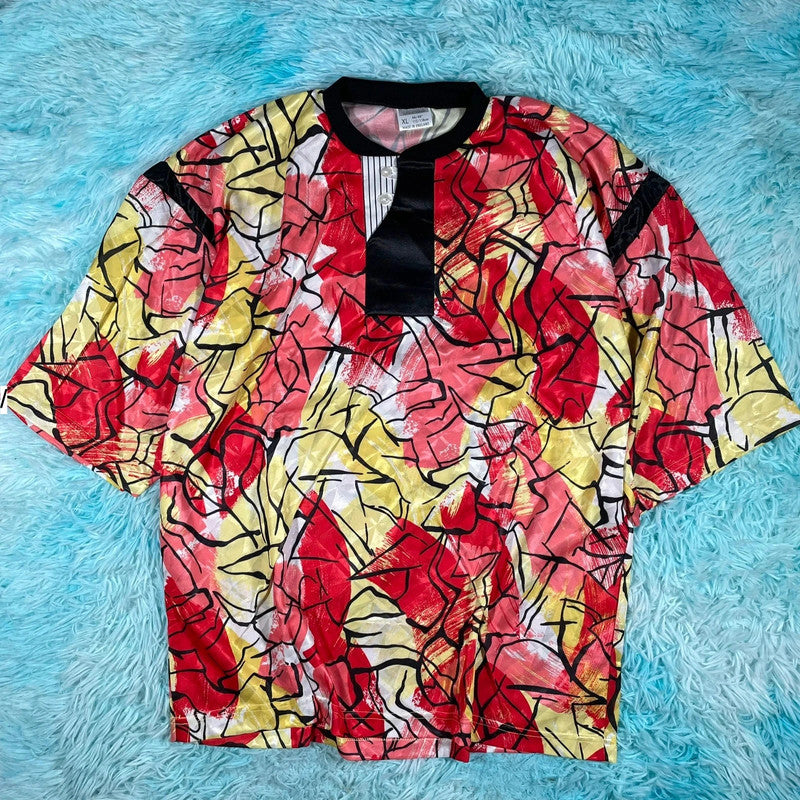 Deadstock Vintage 90s Funky Patterned Football Shirt - XL