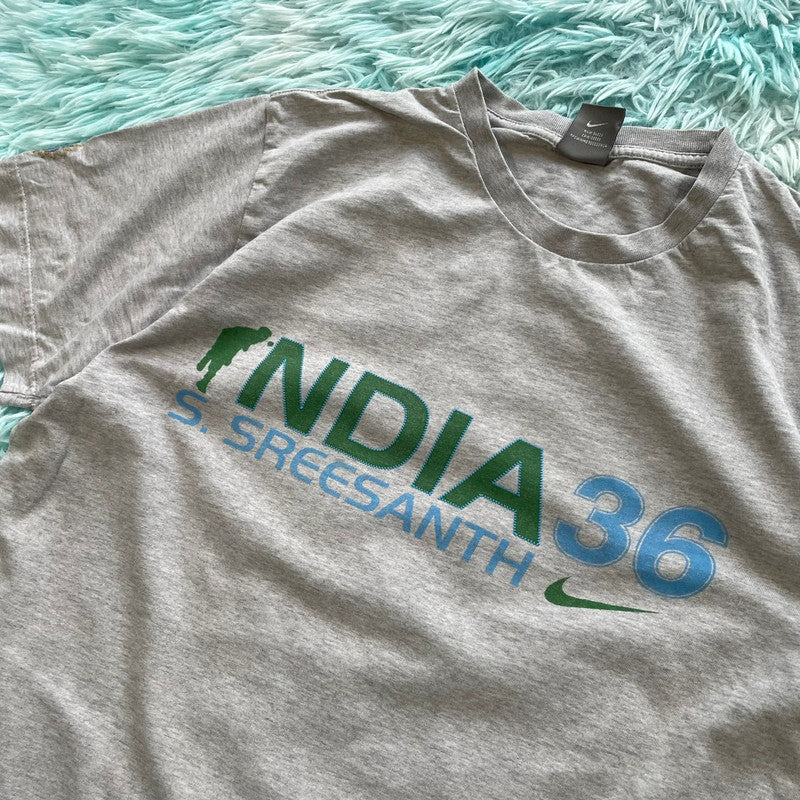 Vintage 00s Grey India Cricket Nike T Shirt - Large