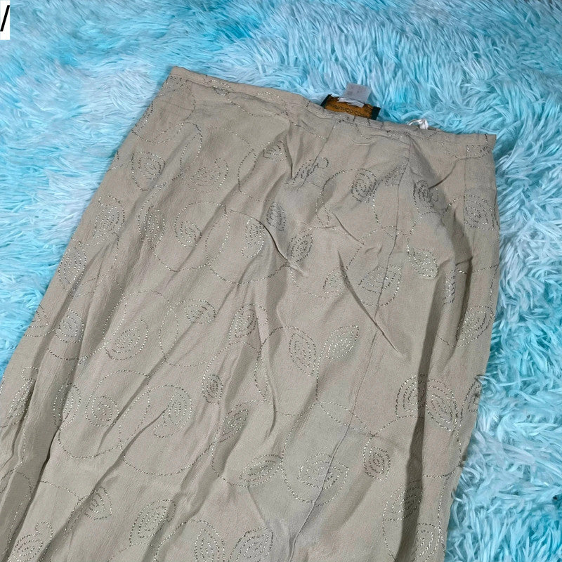 Vintage 90s Beige Patterned Maxi Dress - Size 14